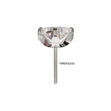 Invictus Titanium Threadless Prong Set Trillion Cut Gem Top