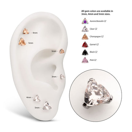 Invictus Titanium Threadless Prong Set Trillion Cut Gem Top