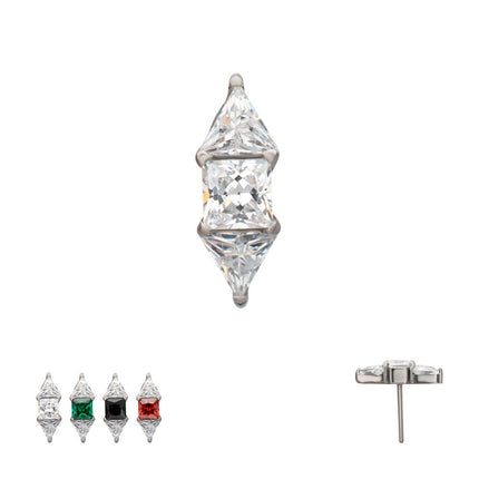 Invictus Titanium Threadless Tri-Linear Gem Cluster Top
