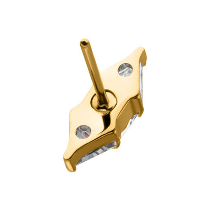 Invictus 24Kt Gold PVD Titanium Threadless Tri-Linear Gem Cluster Top