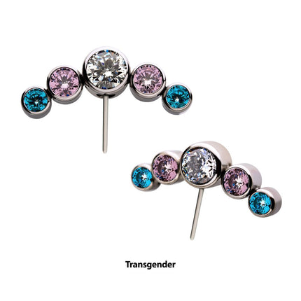 Invictus Titanium Threadless with Transgender Bezel Set CZ 5-Cluster Side Facing Top