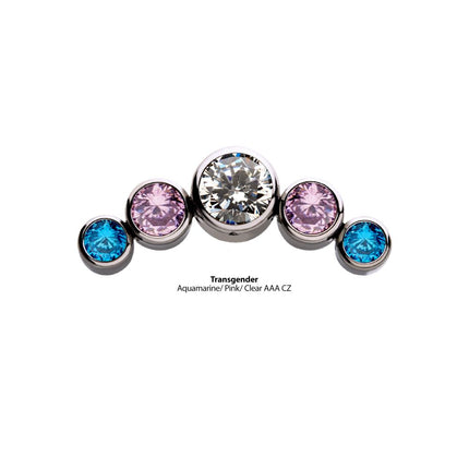 Invictus Titanium Threadless with Transgender Bezel Set CZ 5-Cluster Side Facing Top
