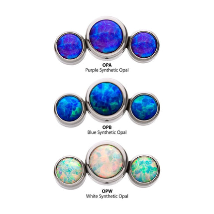 Invictus Titanium Threadless with Bezel Set Multi-Color Opal 3-Cluster Side Facing Top