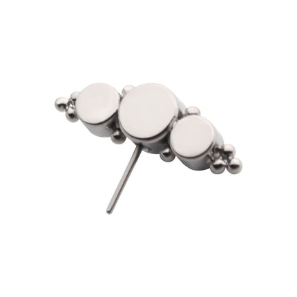 Invictus Titanium Threadless with 3-Cluster Bezel Set CZ/Opal & Trio Beads Side Facing Top