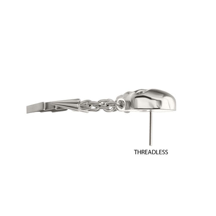 Invictus Titanium Threadless Skull Top with Spike & Lightning Bolt Dangle Chain