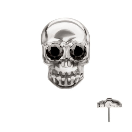 Invictus Titanium Threadless Skull Top with Black CZ Gem Eye