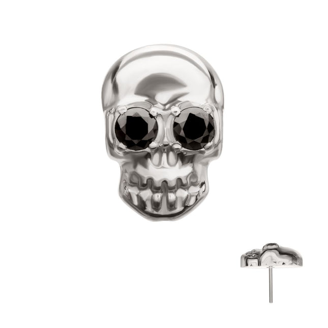 Invictus Titanium Threadless Skull Top with Black CZ Gem Eye