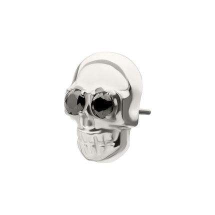 Invictus Titanium Threadless Skull Top with Black CZ Gem Eye