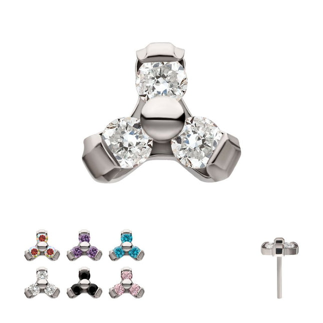 Invictus Titanium Threadless Petite Trinity Top with 1.2mm Prong Set Gem