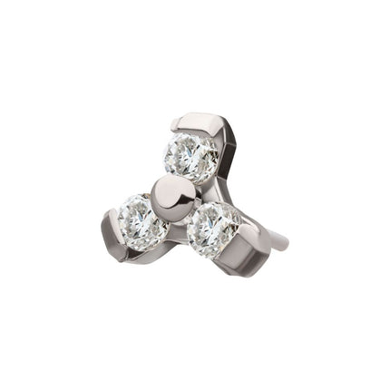 Invictus Titanium Threadless Petite Trinity Top with 1.2mm Prong Set Gem