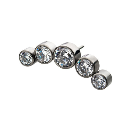 Invictus Titanium Threadless 5-Bezel Set CZ/Swarovski Crystal Cluster Top