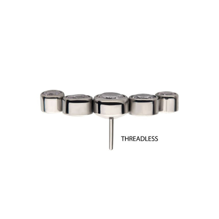 Invictus Titanium Threadless 5-Bezel Set CZ/Swarovski Crystal Cluster Top