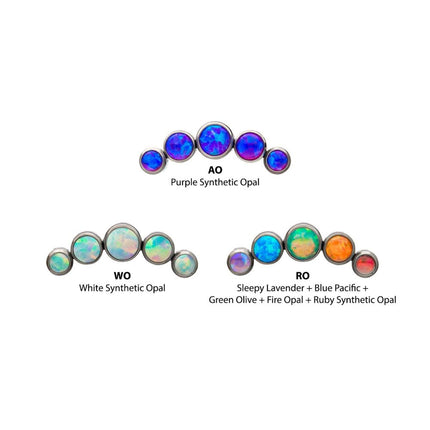 Invictus Titanium Threadless 5-Bezel Set Synthetic Opal Cluster Top