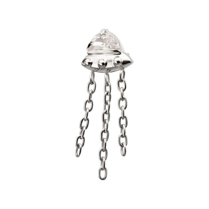 Invictus Titanium Threadless 3D UFO Gem Top with Small Chain Dangle