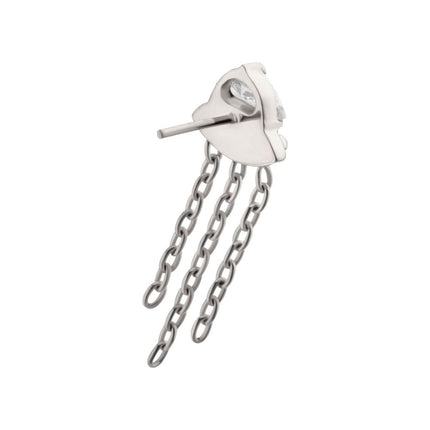 Invictus Titanium Threadless 3D UFO Gem Top with Small Chain Dangle